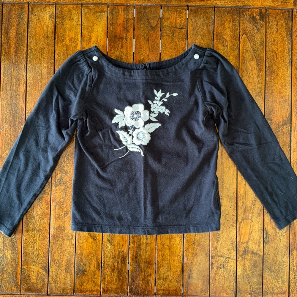 Janie and Jack Girls 5T Long Sleeve Black Tee